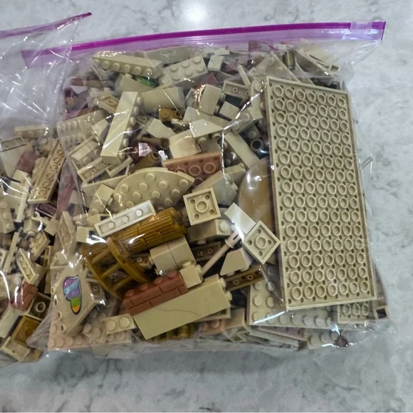 3.5lb Lego Assorted Building Blocks in Tan and Brown, clean - Picture 2 of 7